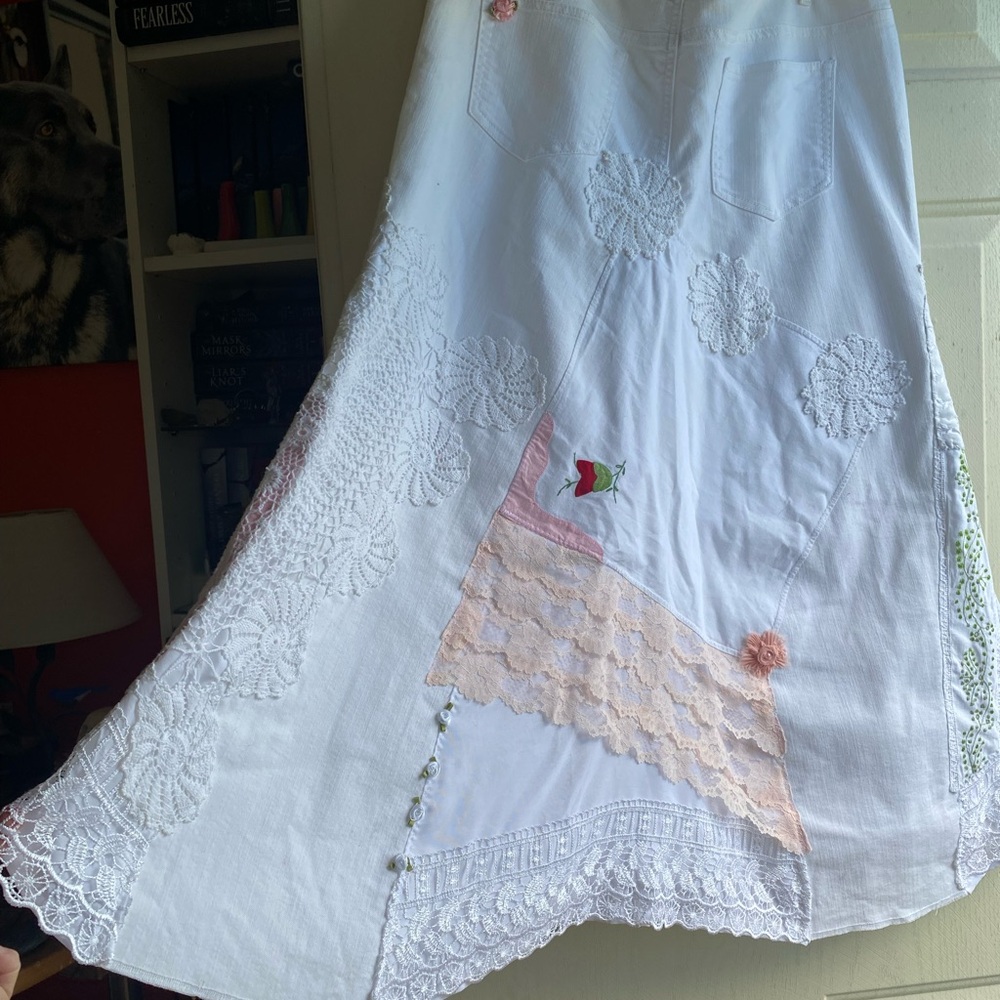 White Lace Patchwork Skirt
